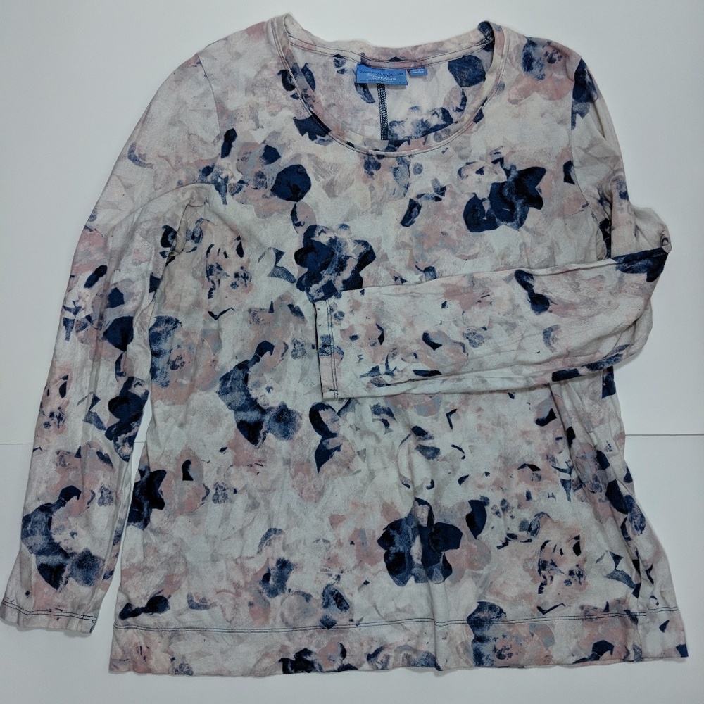SimplyVera Vera Wang Blue Pink Printed Long Sleeve